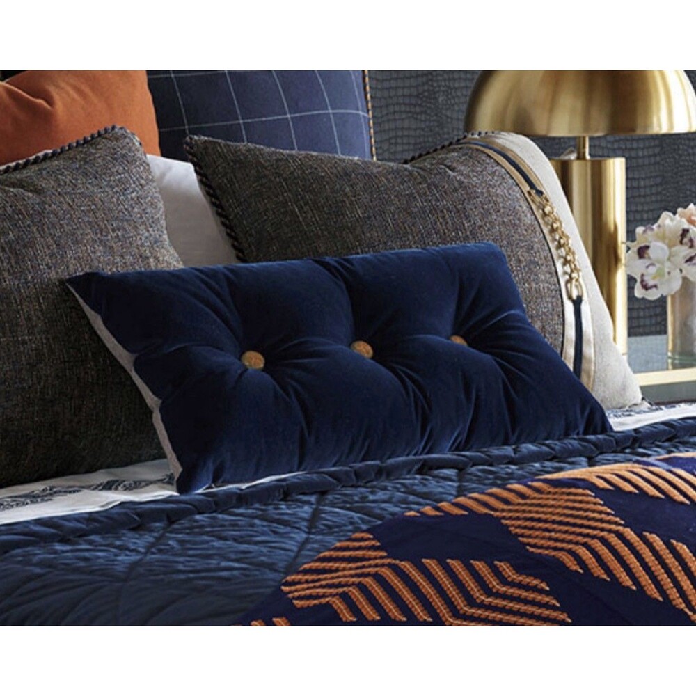 NEW Without Tags Eastern Accents Plush Navy Bolster Arthur Set